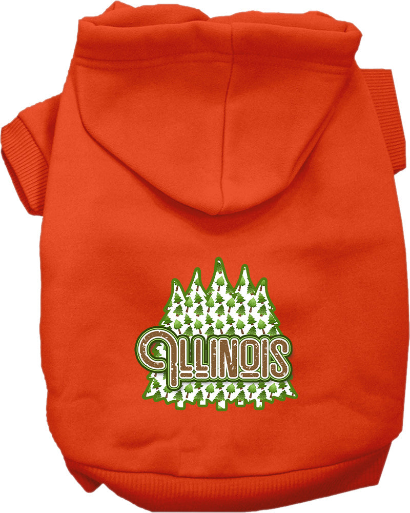 Sudadera con capucha serigrafiada para perros y gatos, para mascotas medianas y grandes (tallas 2XL-6XL), "Illinois Woodland Trees"