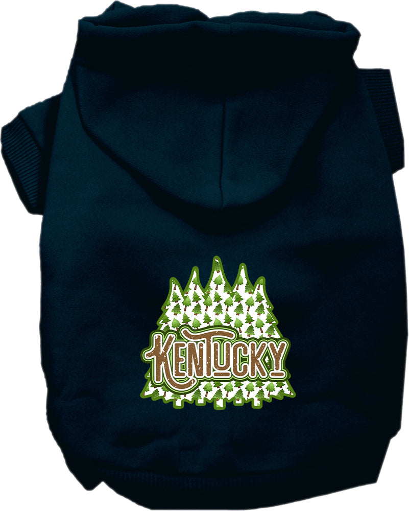 Sudadera con capucha serigrafiada para perros y gatos, para mascotas pequeñas y medianas (tallas XS a XL), "Kentucky Woodland Trees"