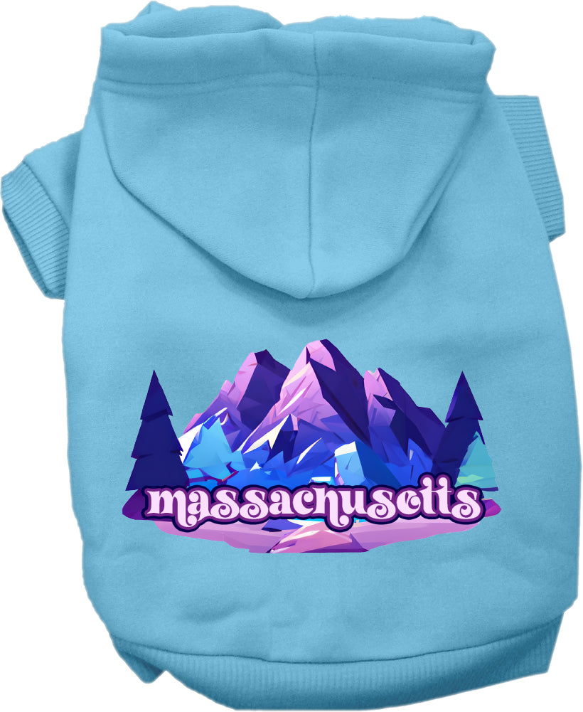 Pet Dog & Cat Screen Printed Hoodie for Small to Medium Pets (Sizes XS-XL), "Massachusetts Alpine Pawscape"