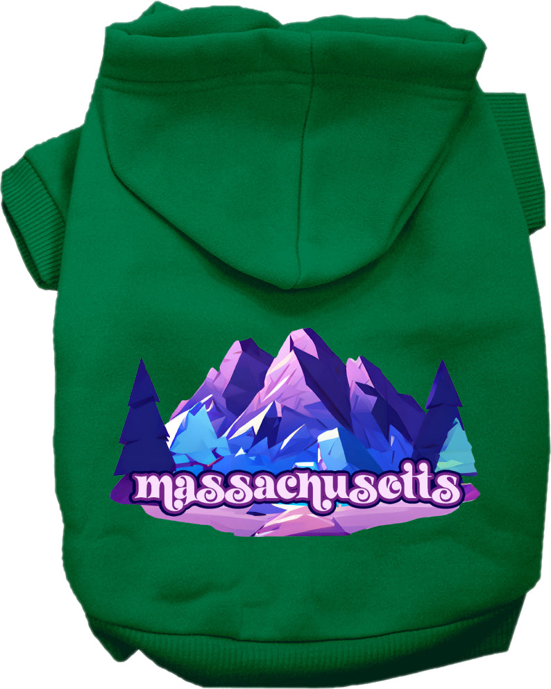 Pet Dog & Cat Screen Printed Hoodie for Small to Medium Pets (Sizes XS-XL), "Massachusetts Alpine Pawscape"