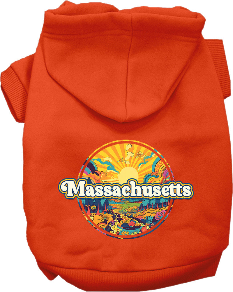 Pet Dog & Cat Screen Printed Hoodie for Small to Medium Pets (Sizes XS-XL), "Massachusetts Trippy Peaks"