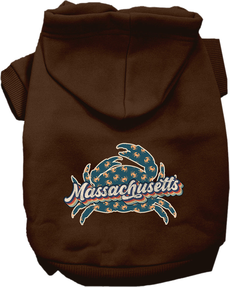 Sudadera con capucha serigrafiada para perros y gatos, para mascotas pequeñas y medianas (tallas XS a XL), "Massachusetts Retro Crabs"