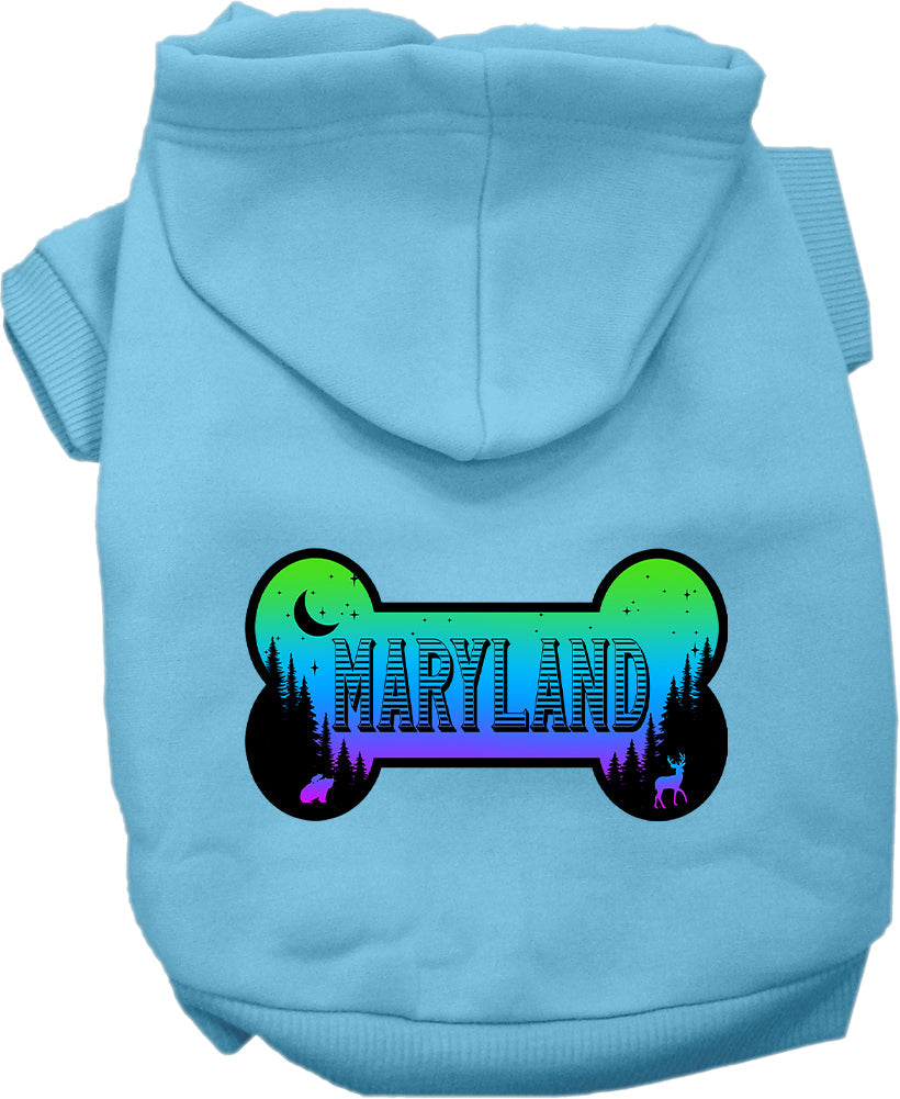 Pet Dog & Cat Screen Printed Hoodie for Small to Medium Pets (Sizes XS-XL), "Maryland Mountain Shades"