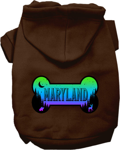 Sudadera con capucha serigrafiada para perros y gatos, para mascotas pequeñas y medianas (tallas XS a XL), "Maryland Mountain Shades"