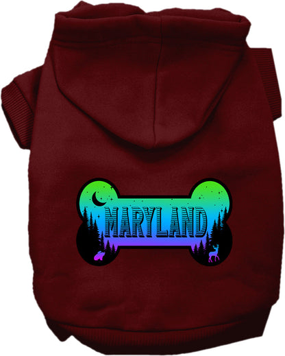 Pet Dog & Cat Screen Printed Hoodie for Small to Medium Pets (Sizes XS-XL), "Maryland Mountain Shades"