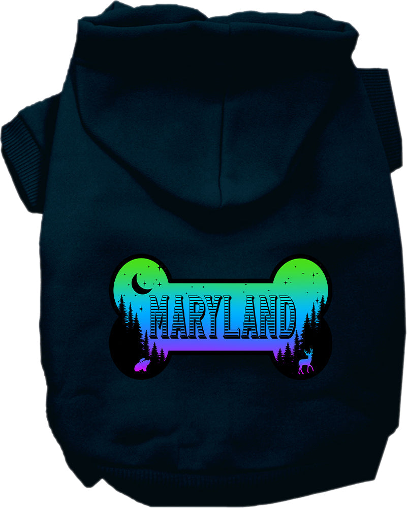 Sudadera con capucha serigrafiada para perros y gatos, para mascotas pequeñas y medianas (tallas XS a XL), "Maryland Mountain Shades"