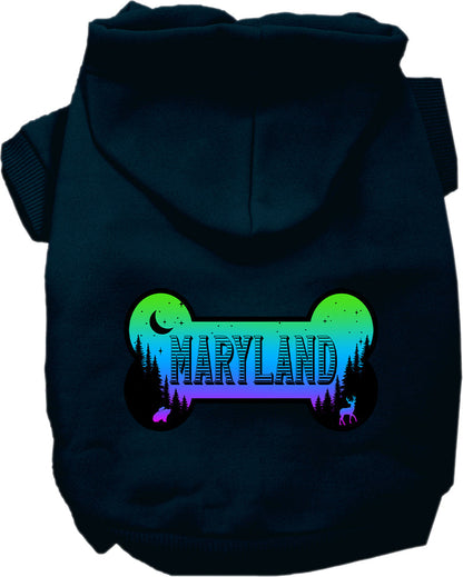 Pet Dog & Cat Screen Printed Hoodie for Small to Medium Pets (Sizes XS-XL), "Maryland Mountain Shades"