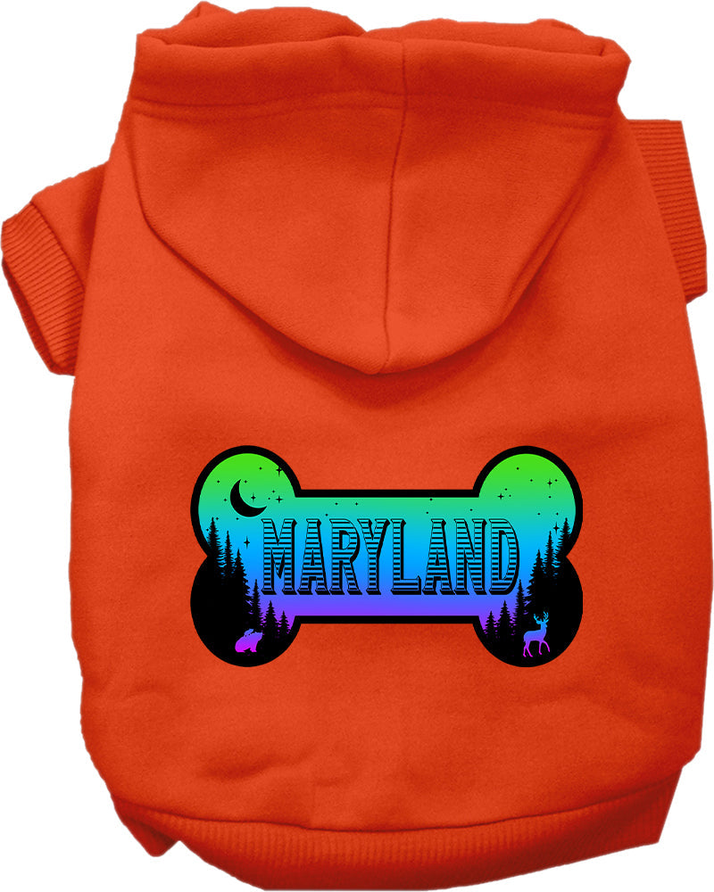 Sudadera con capucha serigrafiada para perros y gatos, para mascotas pequeñas y medianas (tallas XS a XL), "Maryland Mountain Shades"