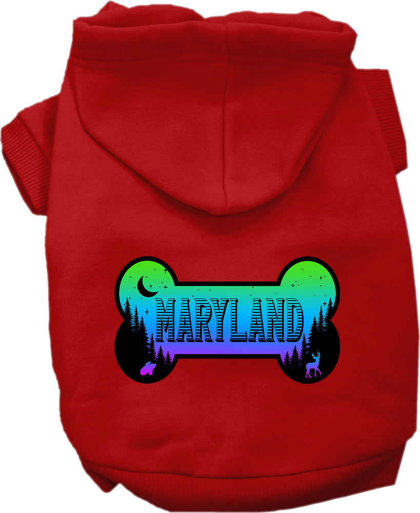 Sudadera con capucha serigrafiada para perros y gatos, para mascotas pequeñas y medianas (tallas XS a XL), "Maryland Mountain Shades"