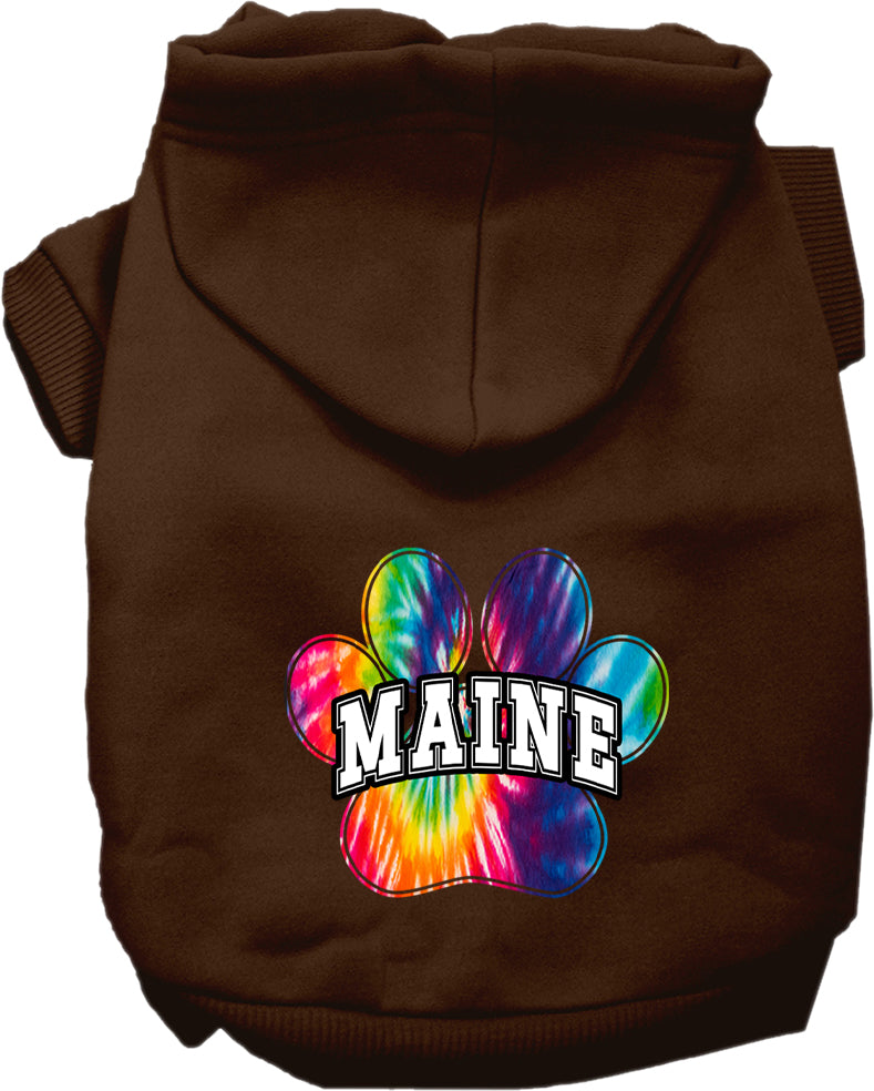 Sudadera con capucha serigrafiada para perros y gatos, para mascotas pequeñas y medianas (tallas XS a XL), "Maine Bright Tie Dye"