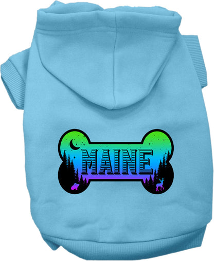 Sudadera con capucha serigrafiada para perros y gatos, para mascotas pequeñas y medianas (tallas XS a XL), "Maine Mountain Shades"