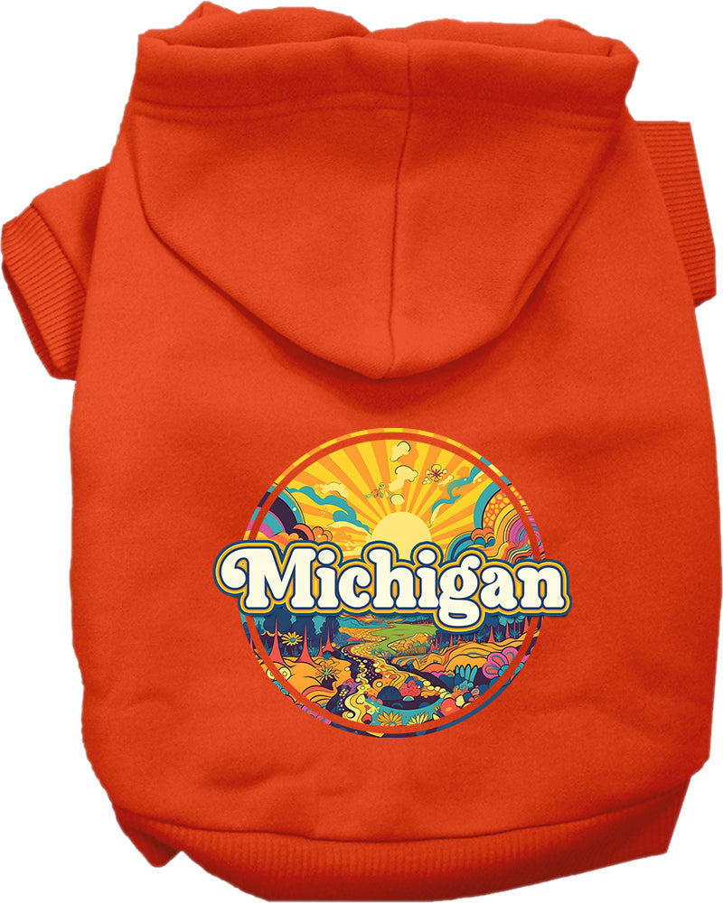 Pet Dog & Cat Screen Printed Hoodie for Small to Medium Pets (Sizes XS-XL), "Michigan Trippy Peaks"