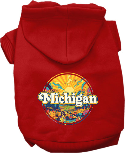 Pet Dog & Cat Screen Printed Hoodie for Small to Medium Pets (Sizes XS-XL), "Michigan Trippy Peaks"