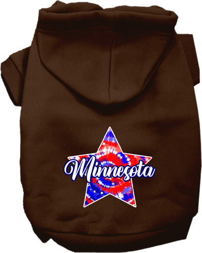 Pet Dog & Cat Screen Printed Hoodie for Small to Medium Pets (Sizes XS-XL), "Minnesota Patriotic Tie Dye"