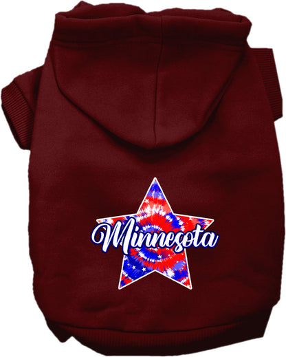 Sudadera con capucha serigrafiada para perros y gatos, para mascotas pequeñas y medianas (tallas XS a XL), "Minnesota Patriotic Tie Dye"