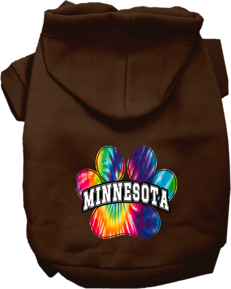 Sudadera con capucha serigrafiada para perros y gatos, para mascotas pequeñas y medianas (tallas XS a XL), "Minnesota Bright Tie Dye"