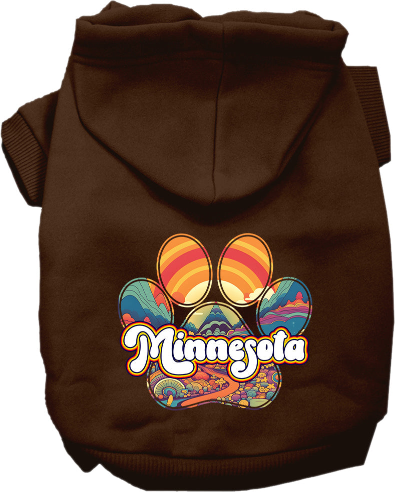 Sudadera con capucha serigrafiada para perros y gatos, para mascotas pequeñas y medianas (tallas XS a XL), "Minnesota Groovy Summit"