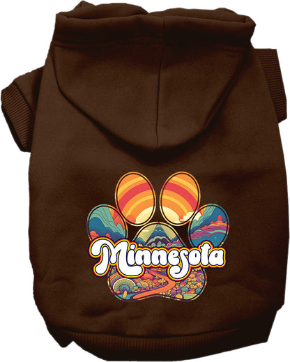 Sudadera con capucha serigrafiada para perros y gatos, para mascotas pequeñas y medianas (tallas XS a XL), "Minnesota Groovy Summit"