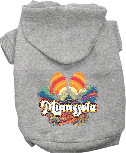 Sudadera con capucha serigrafiada para perros y gatos, para mascotas pequeñas y medianas (tallas XS a XL), "Minnesota Groovy Summit"