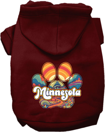 Sudadera con capucha serigrafiada para perros y gatos, para mascotas pequeñas y medianas (tallas XS a XL), "Minnesota Groovy Summit"