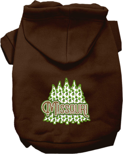 Sudadera con capucha serigrafiada para perros y gatos, para mascotas pequeñas y medianas (tallas XS a XL), "Missouri Woodland Trees"