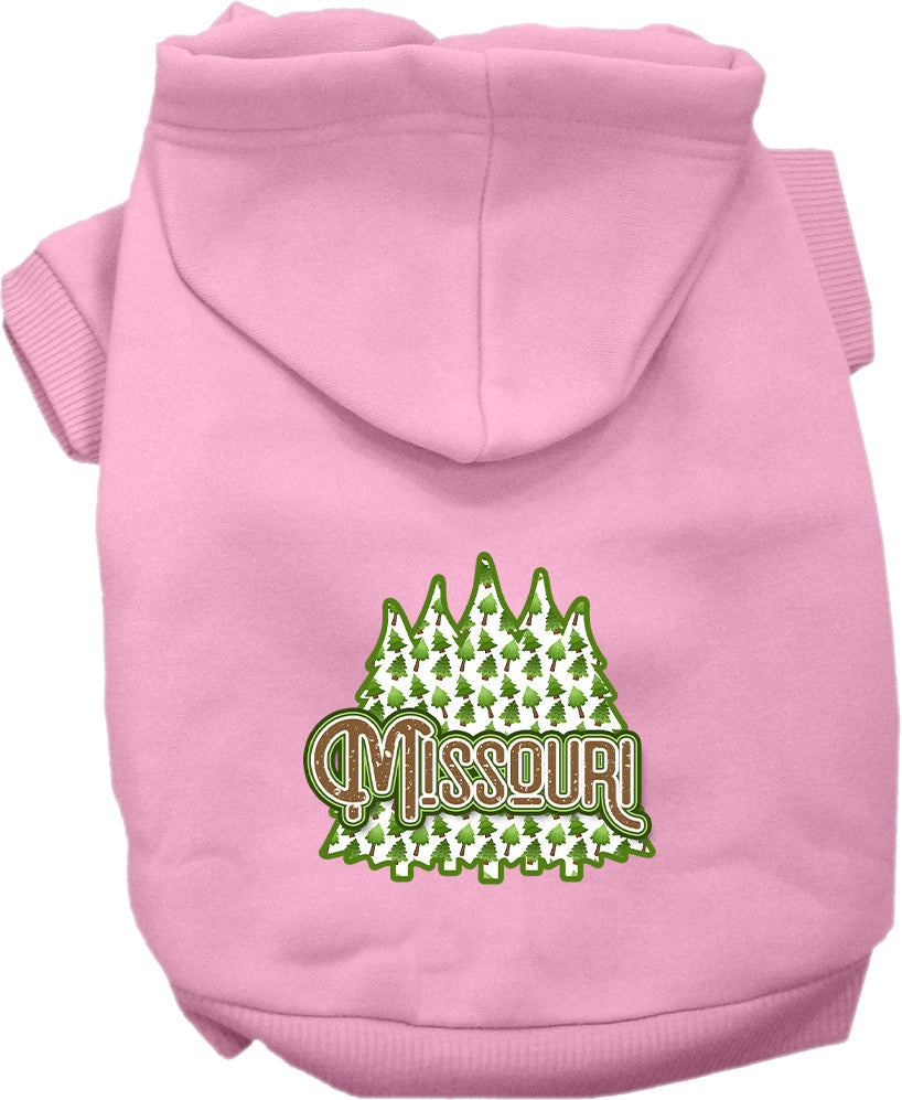 Sudadera con capucha serigrafiada para perros y gatos, para mascotas pequeñas y medianas (tallas XS a XL), "Missouri Woodland Trees"