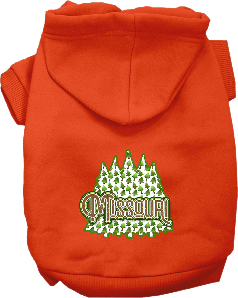 Sudadera con capucha serigrafiada para perros y gatos, para mascotas pequeñas y medianas (tallas XS a XL), "Missouri Woodland Trees"