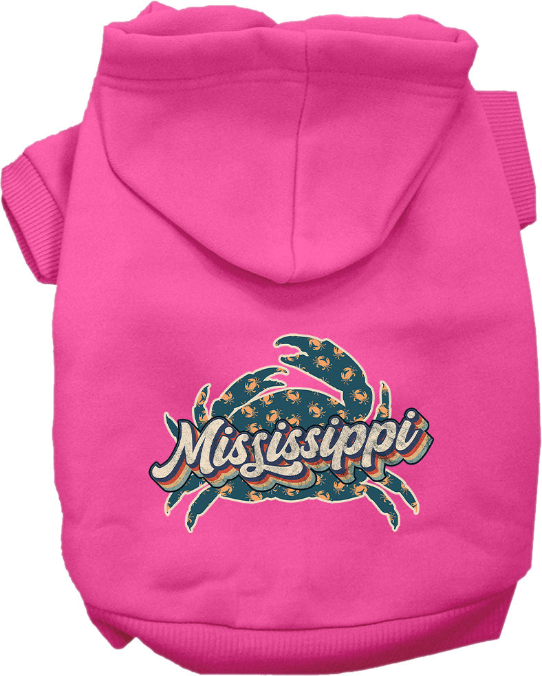 Sudadera con capucha serigrafiada para perros y gatos, para mascotas pequeñas y medianas (tallas XS a XL), "Mississippi Retro Crabs"