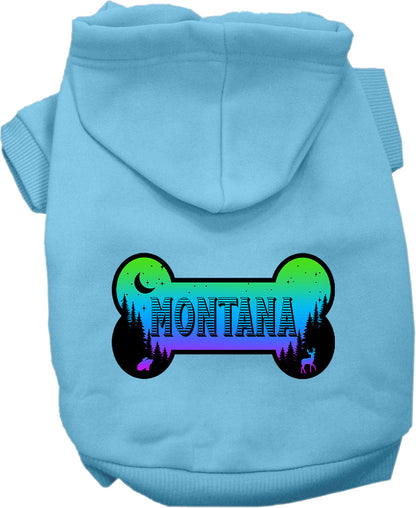 Sudadera con capucha serigrafiada para perros y gatos, para mascotas pequeñas y medianas (tallas XS a XL), "Montana Mountain Shades"