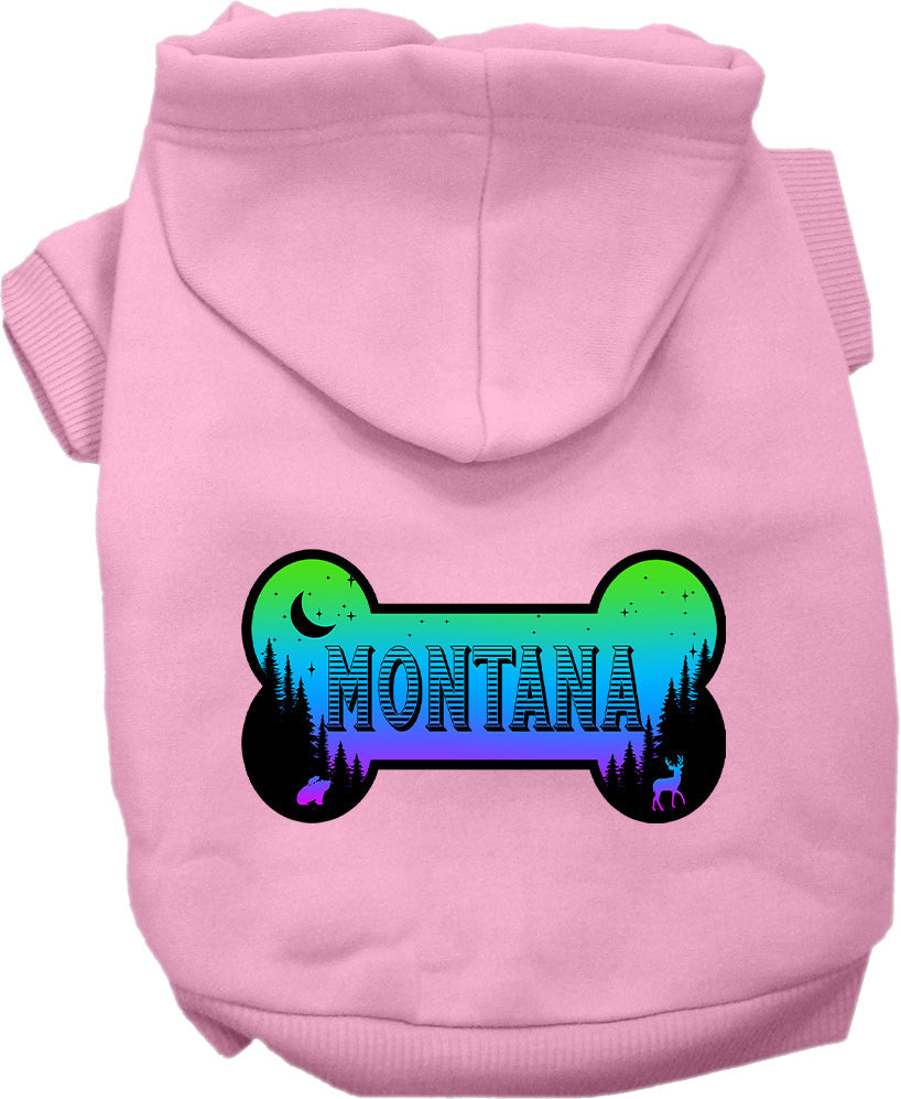 Sudadera con capucha serigrafiada para perros y gatos, para mascotas pequeñas y medianas (tallas XS a XL), "Montana Mountain Shades"