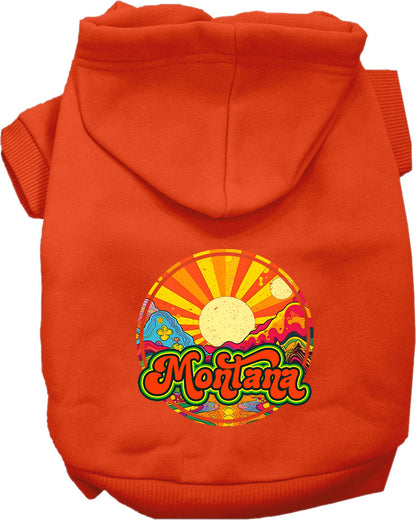 Sudadera con capucha serigrafiada para perros y gatos, para mascotas pequeñas y medianas (tallas XS a XL), "Montana Mellow Mountain"