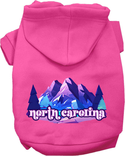 Sudadera con capucha serigrafiada para perros y gatos, para mascotas pequeñas y medianas (tallas XS a XL), "North Carolina Alpine Pawscape"