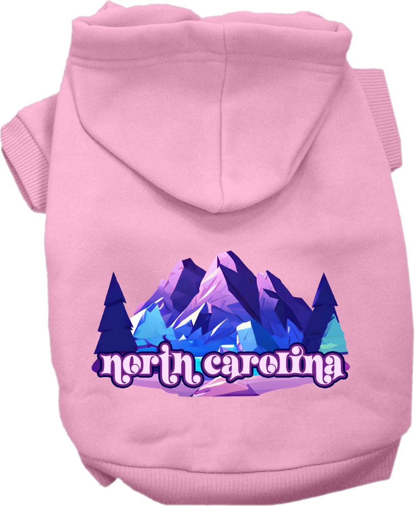 Sudadera con capucha serigrafiada para perros y gatos, para mascotas pequeñas y medianas (tallas XS a XL), "North Carolina Alpine Pawscape"