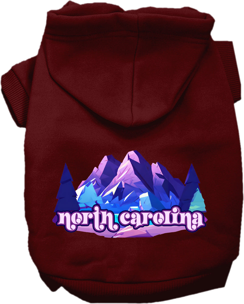 Sudadera con capucha serigrafiada para perros y gatos, para mascotas pequeñas y medianas (tallas XS a XL), "North Carolina Alpine Pawscape"