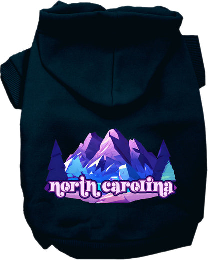 Sudadera con capucha serigrafiada para perros y gatos, para mascotas pequeñas y medianas (tallas XS a XL), "North Carolina Alpine Pawscape"