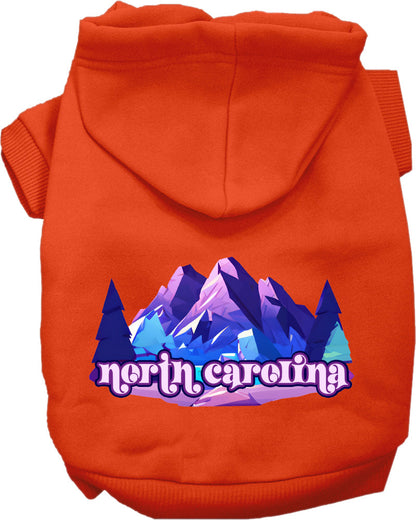 Sudadera con capucha serigrafiada para perros y gatos, para mascotas pequeñas y medianas (tallas XS a XL), "North Carolina Alpine Pawscape"