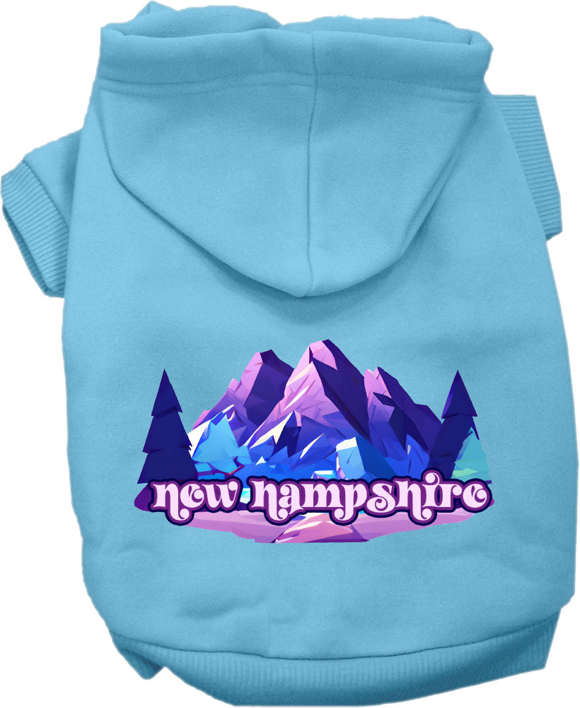 Sudadera con capucha serigrafiada para perros y gatos, para mascotas pequeñas y medianas (tallas XS a XL), "New Hampshire Alpine Pawscape"