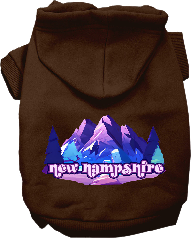 Sudadera con capucha serigrafiada para perros y gatos, para mascotas pequeñas y medianas (tallas XS a XL), "New Hampshire Alpine Pawscape"