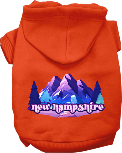 Sudadera con capucha serigrafiada para perros y gatos, para mascotas pequeñas y medianas (tallas XS a XL), "New Hampshire Alpine Pawscape"