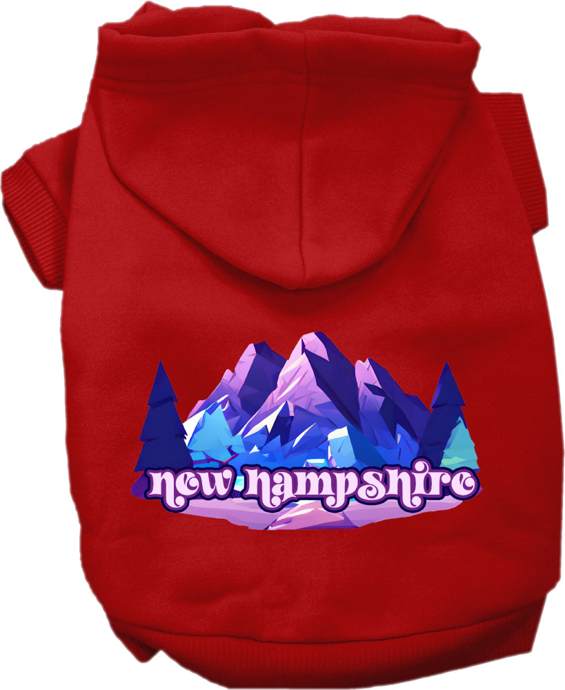 Sudadera con capucha serigrafiada para perros y gatos, para mascotas pequeñas y medianas (tallas XS a XL), "New Hampshire Alpine Pawscape"