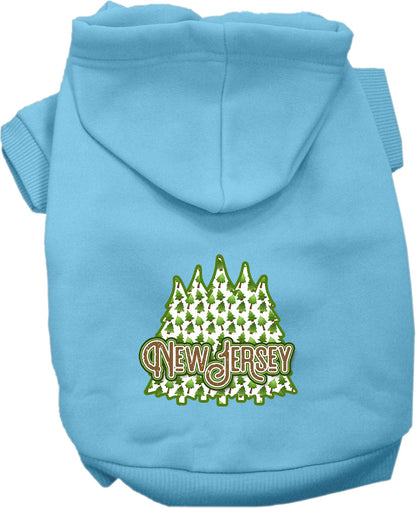 Sudadera con capucha serigrafiada para perros y gatos, para mascotas pequeñas y medianas (tallas XS a XL), "New Jersey Woodland Trees"