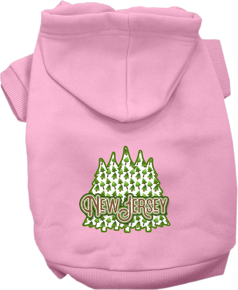 Sudadera con capucha serigrafiada para perros y gatos, para mascotas pequeñas y medianas (tallas XS a XL), "New Jersey Woodland Trees"