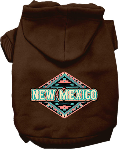 Pet Dog & Cat Screen Printed Hoodie for Small to Medium Pets (Sizes XS-XL), "New Mexico Peach Aztec"