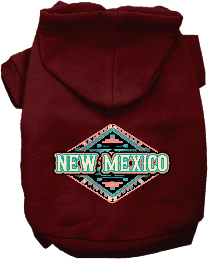 Pet Dog & Cat Screen Printed Hoodie for Small to Medium Pets (Sizes XS-XL), "New Mexico Peach Aztec"