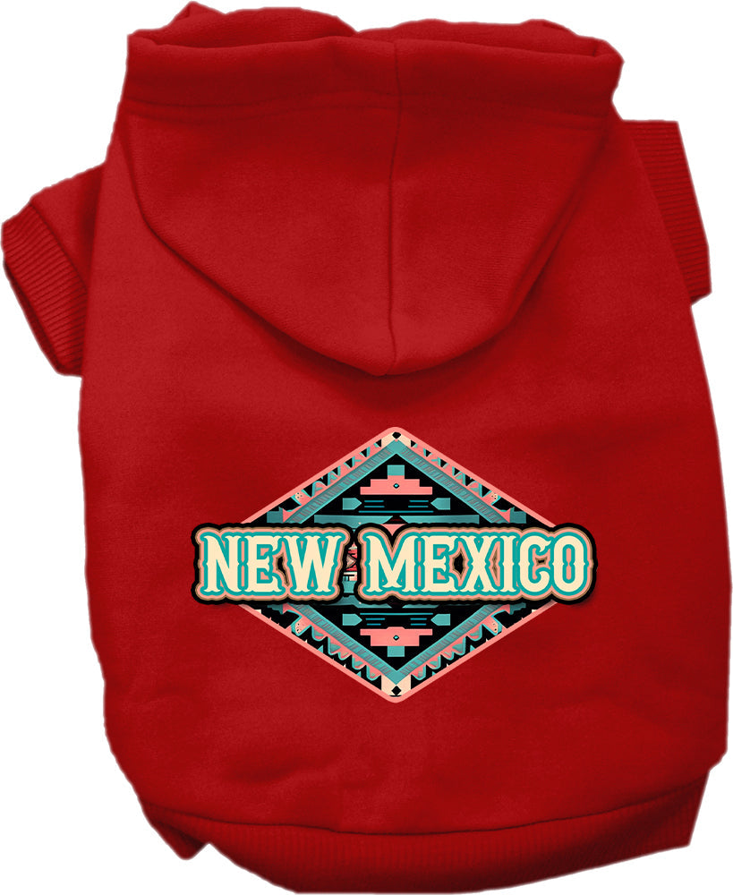 Pet Dog & Cat Screen Printed Hoodie for Small to Medium Pets (Sizes XS-XL), "New Mexico Peach Aztec"