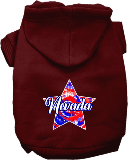 Pet Dog & Cat Screen Printed Hoodie for Small to Medium Pets (Sizes XS-XL), "Nevada Patriotic Tie Dye"