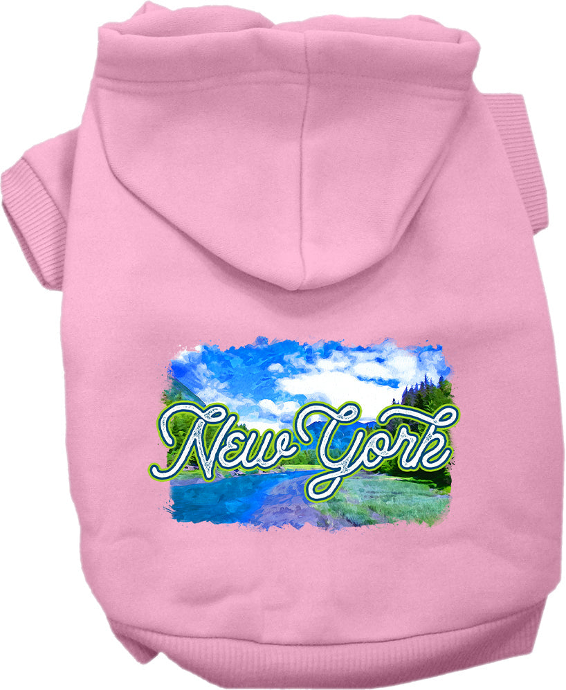 Pet Dog & Cat Screen Printed Hoodie for Small to Medium Pets (Sizes XS-XL), "New York Summer"