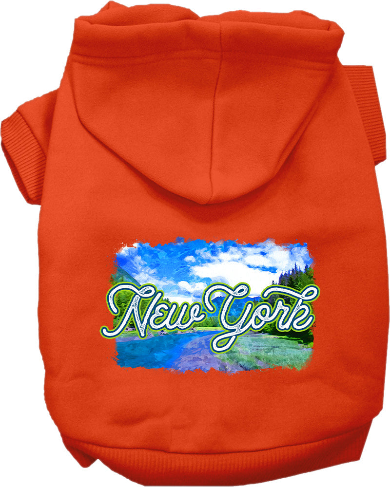 Pet Dog & Cat Screen Printed Hoodie for Small to Medium Pets (Sizes XS-XL), "New York Summer"