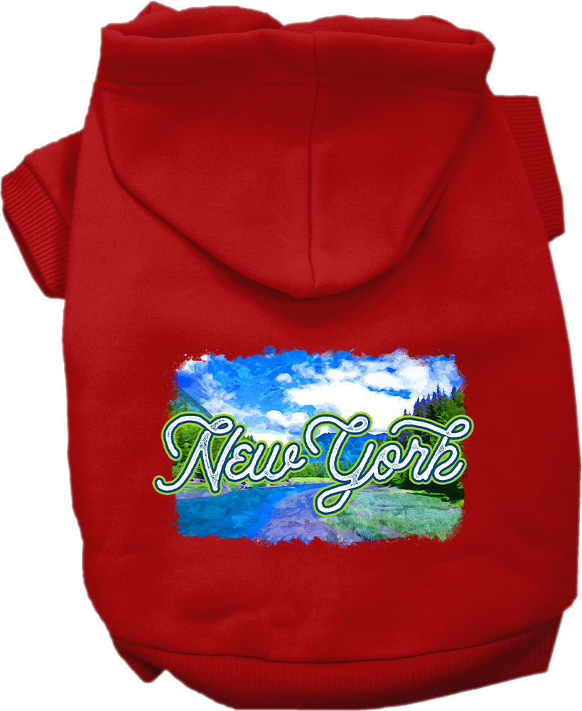 Pet Dog & Cat Screen Printed Hoodie for Small to Medium Pets (Sizes XS-XL), "New York Summer"