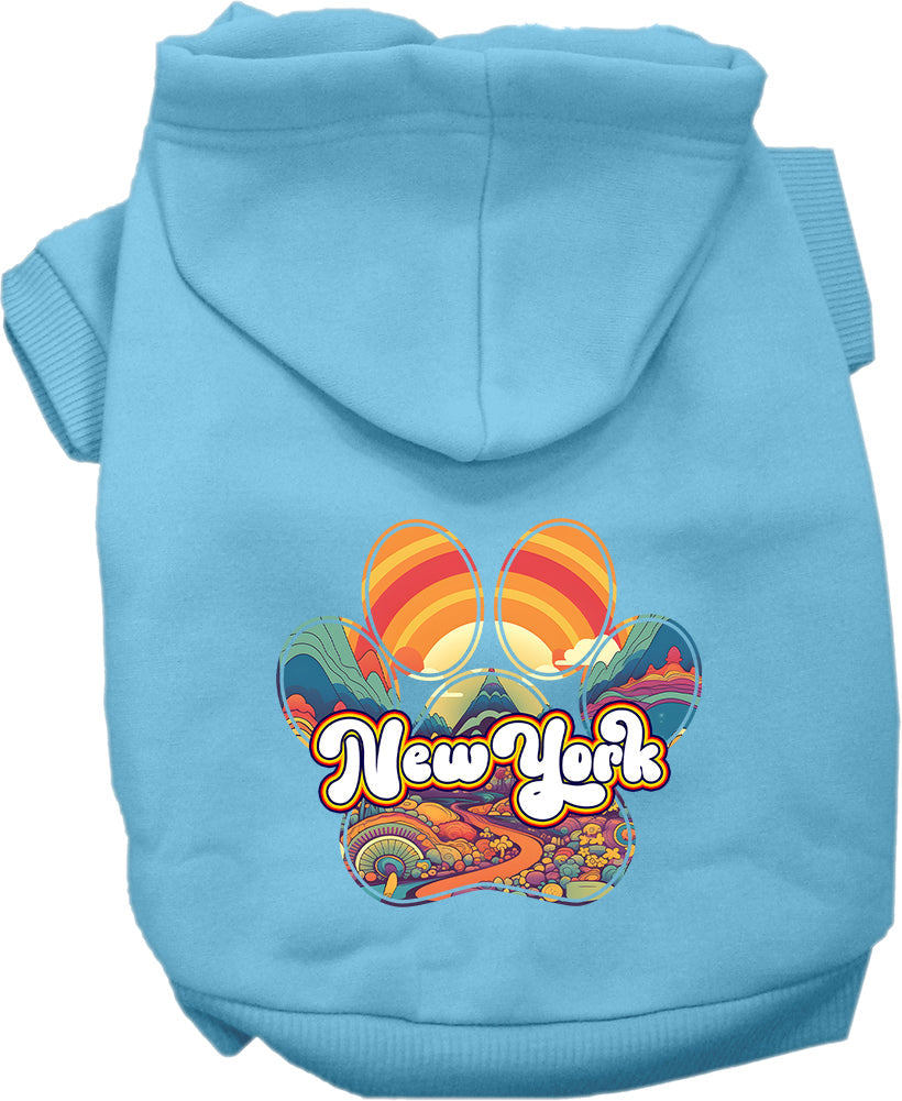 Pet Dog & Cat Screen Printed Hoodie for Small to Medium Pets (Sizes XS-XL), "New York Groovy Summit"